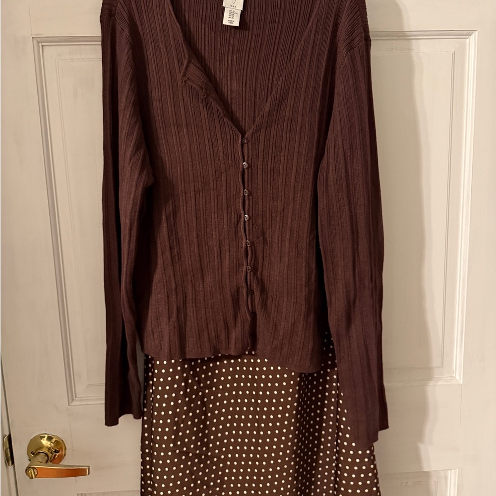 Joie Chocolate Brown Ribbed sweater and skirt set